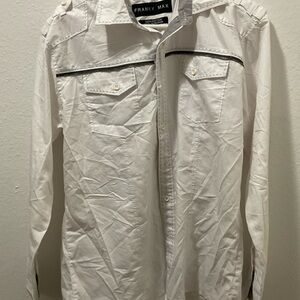 Franky Max Men's white button down dress shirt size M